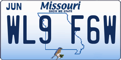 MO license plate WL9F6W