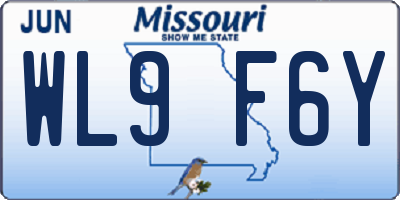 MO license plate WL9F6Y