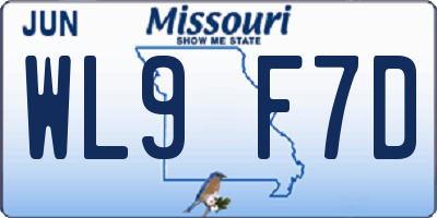 MO license plate WL9F7D