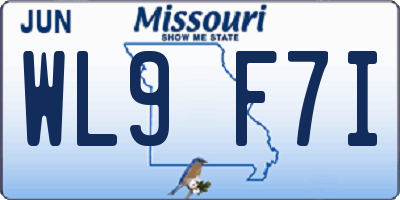 MO license plate WL9F7I