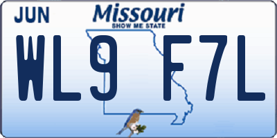 MO license plate WL9F7L