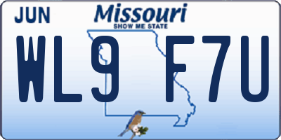MO license plate WL9F7U