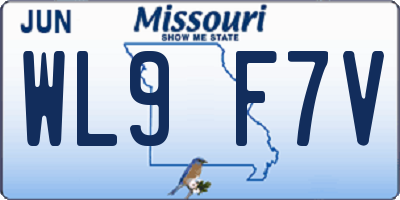 MO license plate WL9F7V
