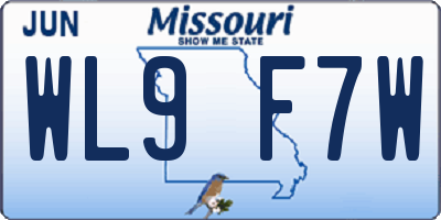 MO license plate WL9F7W
