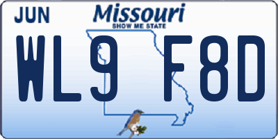 MO license plate WL9F8D