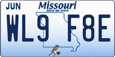 MO license plate WL9F8E