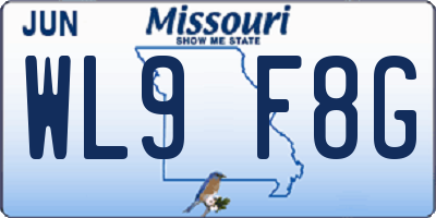 MO license plate WL9F8G