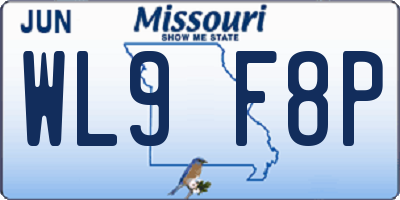 MO license plate WL9F8P