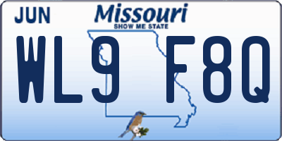 MO license plate WL9F8Q