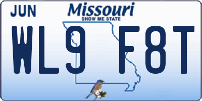 MO license plate WL9F8T