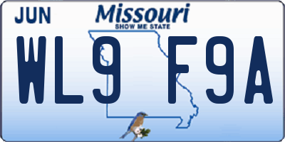 MO license plate WL9F9A