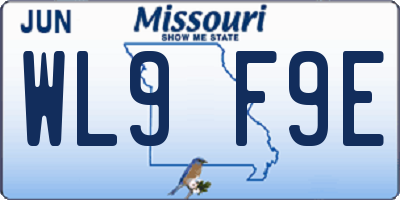 MO license plate WL9F9E