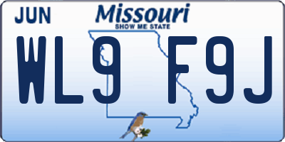 MO license plate WL9F9J