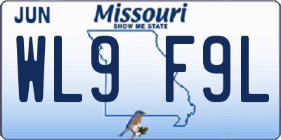 MO license plate WL9F9L