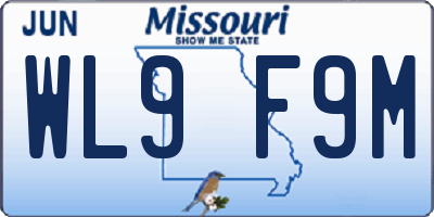 MO license plate WL9F9M