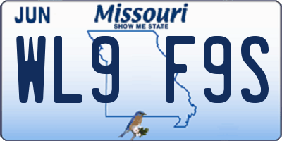 MO license plate WL9F9S