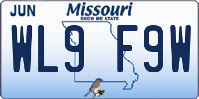 MO license plate WL9F9W