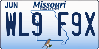 MO license plate WL9F9X