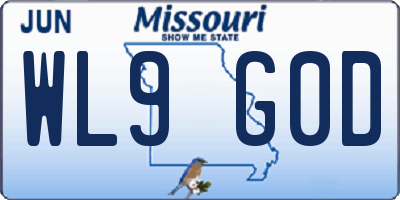MO license plate WL9G0D