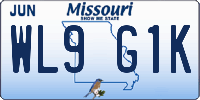 MO license plate WL9G1K