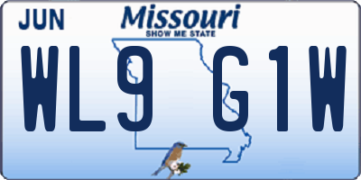 MO license plate WL9G1W