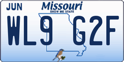 MO license plate WL9G2F