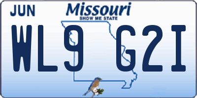 MO license plate WL9G2I
