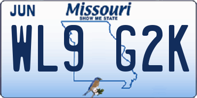 MO license plate WL9G2K