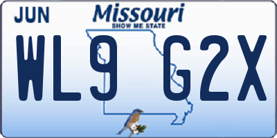 MO license plate WL9G2X