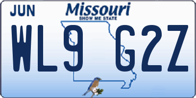 MO license plate WL9G2Z