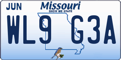 MO license plate WL9G3A
