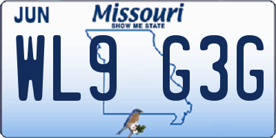 MO license plate WL9G3G