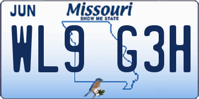 MO license plate WL9G3H