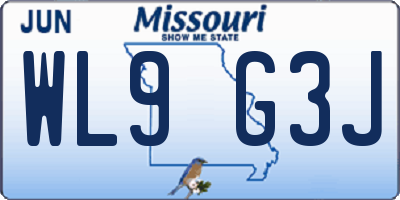 MO license plate WL9G3J