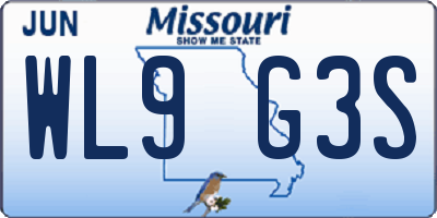 MO license plate WL9G3S