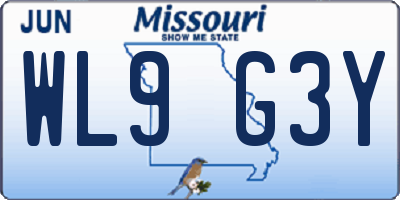 MO license plate WL9G3Y