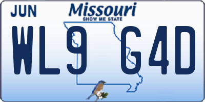 MO license plate WL9G4D