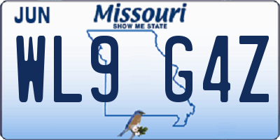 MO license plate WL9G4Z