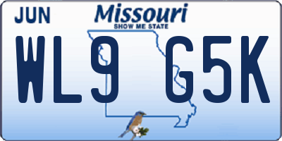 MO license plate WL9G5K