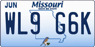 MO license plate WL9G6K