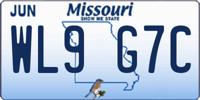 MO license plate WL9G7C