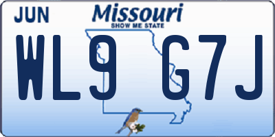 MO license plate WL9G7J