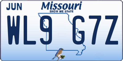 MO license plate WL9G7Z
