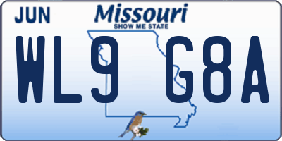 MO license plate WL9G8A