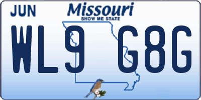 MO license plate WL9G8G