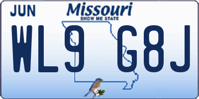 MO license plate WL9G8J