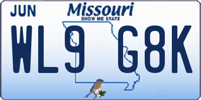 MO license plate WL9G8K