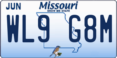 MO license plate WL9G8M