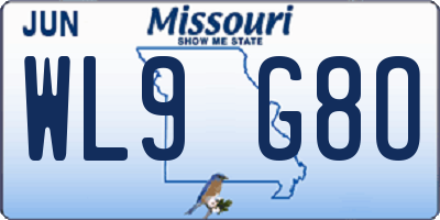 MO license plate WL9G8O