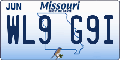 MO license plate WL9G9I